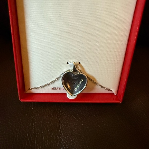 Sterling silver genuine diamond accent heart charm on 18” sterling silver chain - Picture 4 of 4